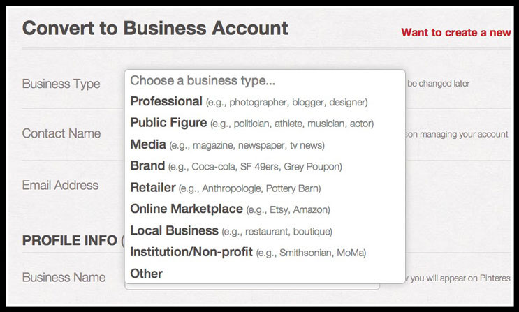Complete your  Business Account profile.