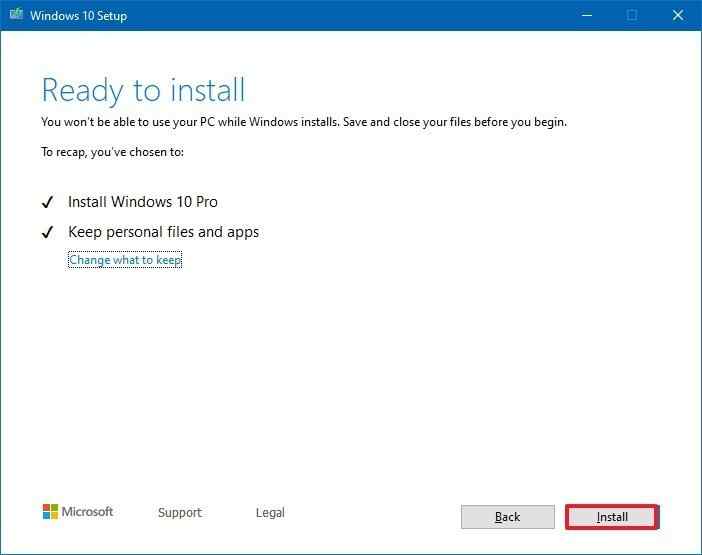 ready install keep files apps windows jan 2020 update