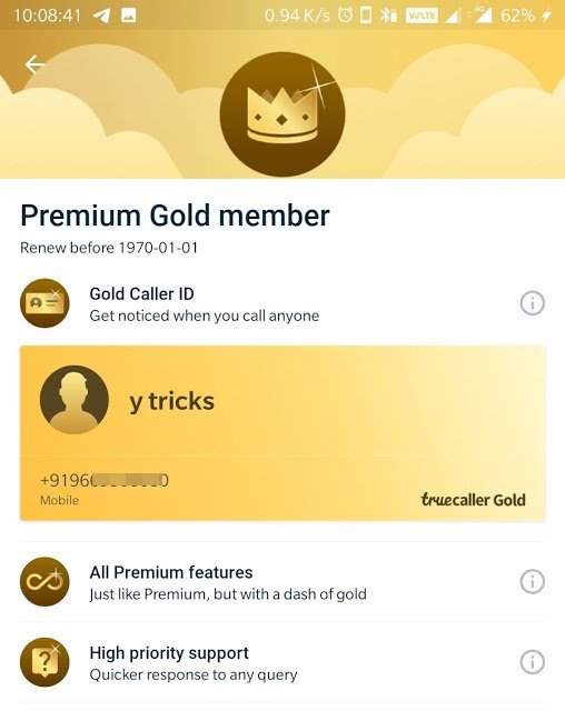truecaller premium gold